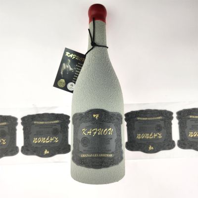 주문 엠브로즈 된 사용자 지정 PU 가죽 라벨 금 필 OEM 수제 라벨 와인 병을위한 가죽 online manufacture
