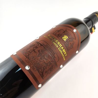주문 OEM 브랜드 스탬핑 PU 가죽 레이블 맞춤형 와인 개인화 가죽 태그 스티커 online manufacture