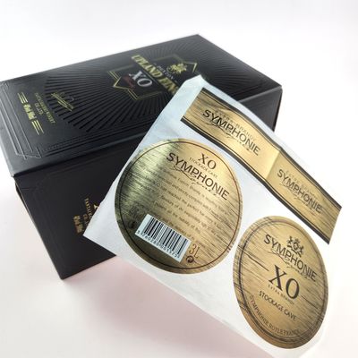 주문 CMYK 생분해 가능한 알루미늄 필름 라벨 위스키 엠보스 브랜디 와인 라벨 online manufacture