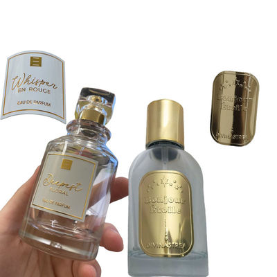 주문 맞춤형 병 라벨 엠보스 로고 향수 알루미늄 태그 향수 포장 디칼용 셀프 접착 스티커 online manufacture