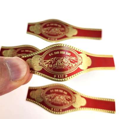 주문 Custom Round Rectangular Oval Cigar Band Label with Gold Foil Stamping and Embossed Design online manufacture