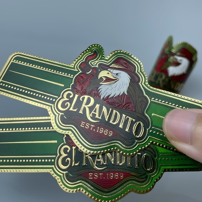 좋은 가격 Custom Embossed Cigar Ring Paper Sticker Gold Foil Art Cigar Band with Adhesive Personalized Label for Cigars Label Printing Custom Sticker 온라인으로